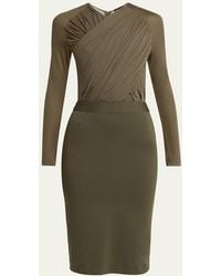Giorgio Armani - Ruched Jersey Long-Sleeve Midi Dress - Lyst