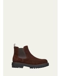 Prada - Folder Suede Crepe Lug-Sole Chelsea Boots - Lyst