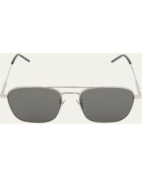 Saint Laurent - Square Double-bridge Metal Sunglasses - Lyst
