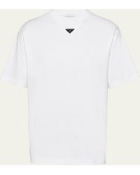 Prada - Jersey Triangle Logo T-shirt - Lyst