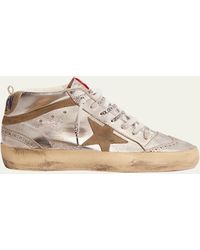 Golden Goose - Mid Star Laminated Upper And Spur Suede Star And Wave Sneakers - Lyst