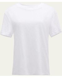 Vince - Drop-shoulder Linen Crewneck Short-sleeve T-shirt - Lyst