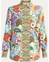 Etro - Tree Of Life Long-sleeve Floral Silk Shirt - Lyst
