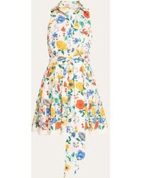 Cara Cara - Hannah Floral Cotton Sleeveless Collared Mini Dress - Lyst