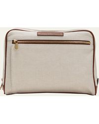 Brunello Cucinelli - Canvas And Leather Toiletry Bag - Lyst