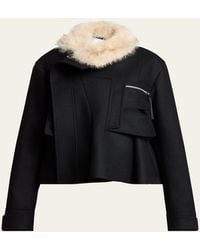 Sacai - Faux-Fur Collar Wool Utility Jacket - Lyst