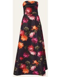 Carolina Herrera - Floral-Print Strapless A-Line Gown - Lyst