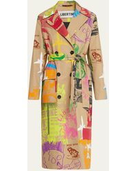 Libertine - Silk Screens Belted Lean Trench - Lyst