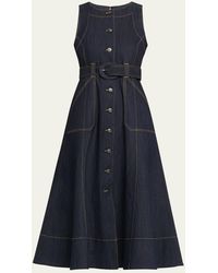 Cinq À Sept - Cezanne Belted Denim Midi Dress - Lyst