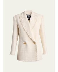 Balmain - Tweed Double-Breasted Blazer Jacket - Lyst
