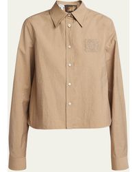 Loewe - Anagram Embroidered Button Down Trapeze Blouse - Lyst