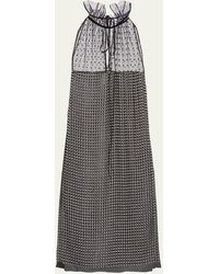 Prada - Studded Chiffon Ruffle-neck Mini Dress - Lyst