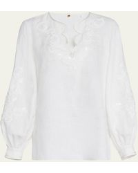 Kobi Halperin - Soraya Sequin Embroidered Linen Blouse - Lyst