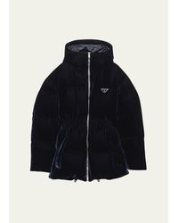 Prada - Cinched Velvet Puffer Jacket - Lyst