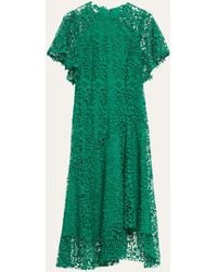 Teri Jon - Raglan-sleeve Floral Lace Midi Dress - Lyst
