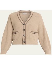 Brunello Cucinelli - Paillette English Rib V-Neck Cardigan - Lyst