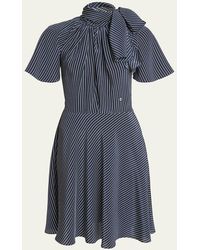 Givenchy - Polka-Dot Silk Mini Dress With Tie Neck - Lyst