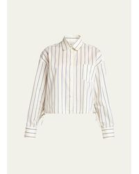Moncler - Stripe Long-Sleeve Cotton Shirt - Lyst
