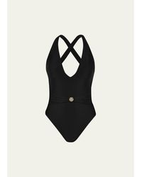 L'Agence - Lisa Solids Plunge One-Piece Swimsuit - Lyst