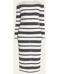 Moncler - Stripe Long-Sleeve Midi Dress - Lyst