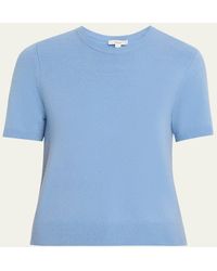 Vince - Cashmere-Blend Short-Sleeve Crewneck Sweater - Lyst