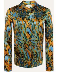L'Agence - Tyler Parrot Feather Printed Silk Blouse - Lyst