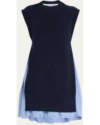 Sacai - Knit Layered Stripe Mini Shirtdress - Lyst