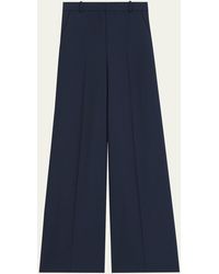 Theory - High-waist Wide-leg Pleated Trousers - Lyst
