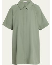 Jonathan Simkhai - Blanche Pleated-back Short-sleeve Mini Shirt Dress - Lyst