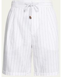 Brunello Cucinelli - Stripe Linen Bermuda Shorts - Lyst