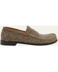Loewe - Campo Brushed Suede Penny Loafers - Lyst