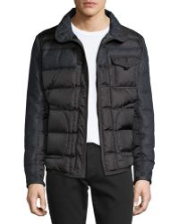 moncler mixed-media quilted-front hooded jacket navy moncler mixed-media quilted-front hooded jacket navy