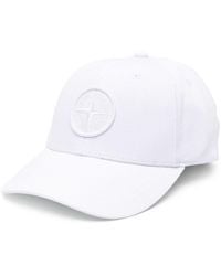 Stone Island - Baseball Hat In White Reps With Logo - Lyst