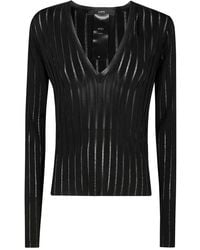 SAPIO - Viscose Crepe De Chine V Neck Sweater - Lyst