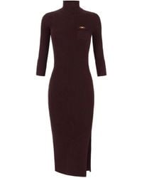 Elisabetta Franchi - Turtleneck Ribbed Dress - Lyst