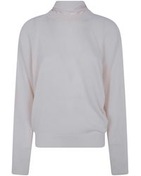 Semicouture - Scarf-Detail Round-Neck Sweater "Kathi" - Lyst
