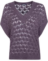 Anneclaire - Maglione A Maniche Corti Con Collo A V - Lyst