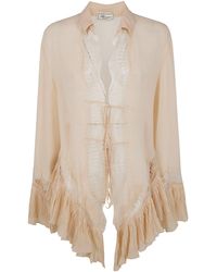 Blumarine - Georgette Top With Lace - Lyst