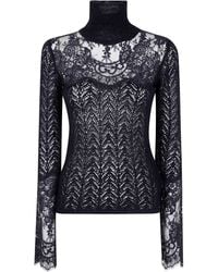Blumarine - Maglione A Collo Alto Con Pizzo - Lyst