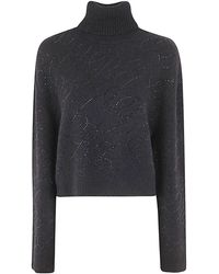 Blumarine - 4m043a High Neck Logo Sweater - Lyst