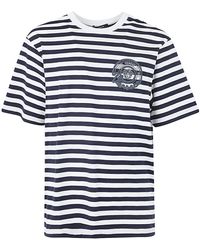 Versace - Striped Jersey Fabric T-shirt + Embroidered Nautical Emblem Clothing - Lyst