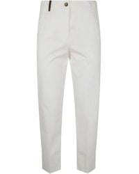 Peserico - Light Cotton Satin Stretch Trousers - Lyst