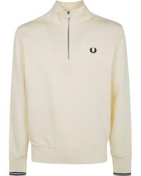 Fred Perry - Felpa Con Mezza Zip - Lyst