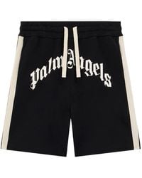 Palm Angels - Curved Logo Track Sweatshorts - Lyst