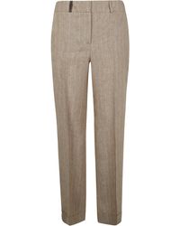 Peserico - Pinstripe Linen Canvas Trousers By - Lyst