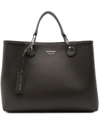 Emporio Armani - Logo-Print Grained Tote Bag - Lyst