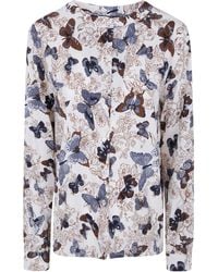 Laura Urbinati - Shirt Butterfly Print Mandarin Collar - Lyst