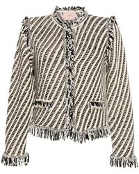Twin Set - Striped Jacket With Fringes - Lyst
