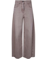 Brunello Cucinelli - Wide Leg Denim Pants - Lyst