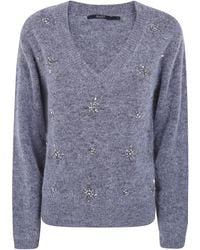 Seventy - Sweater V-Neck "V Neck Sweater With Stones" - Lyst